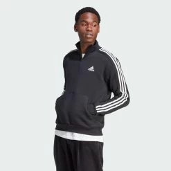 ADIDAS Essentials Fleece 3-Stripes Sweatshirt Met Korte Rits