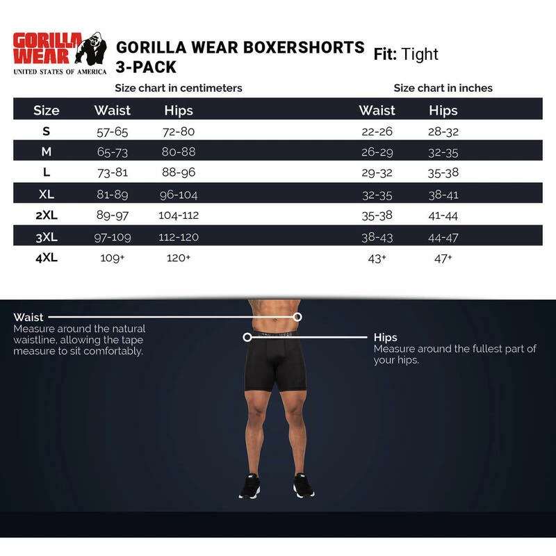 Gorilla Wear Boxershorts 3-Pack - Gray/Blue/Red - Afbeelding 5