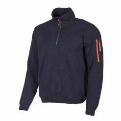 IVANHOEOEFSWEDEN Vest Hadar Half Zip Navy Blue - Fijne Merinowol - Blauw